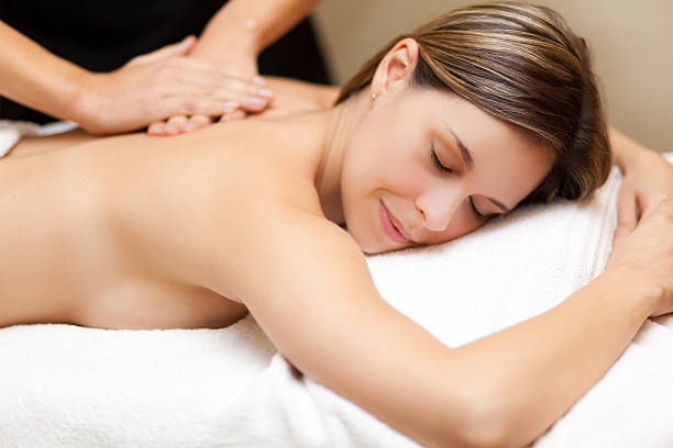 Woman having a massage in a spa